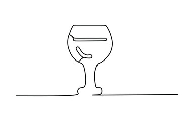 A wine glass. Continuous one line drawing