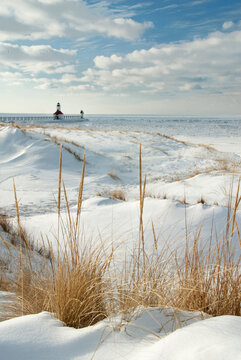 502-68 St. Joseph Pierhead Lights in Winter
