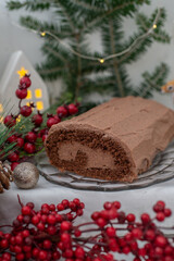 Christmas Yule Log Buche de Noel chocolate cake