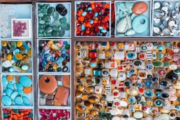 Precious stones for rings selling in a market in Rawalpindi Pakistan