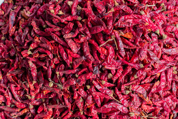 Fototapeta premium close up of dried red chillies in large quantit