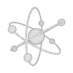 Planetary model of atom with nucleus and electrons