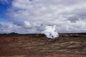 Geothermal area in cloudy Iceland