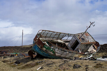 Old rusty boat in Iceland