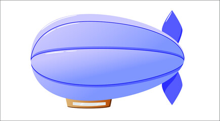 Fototapeta na wymiar Blue airship on a white background. Children's illustration. Transport