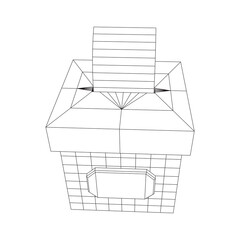 Ballot box with Ballot paper. Wireframe mesh