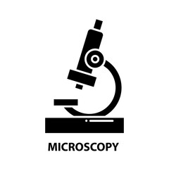 microscopy icon, black vector sign with editable strokes, concept illustration