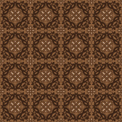 Modern flower motifs on Java batik with smooth dark brown color design.