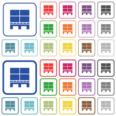 Pallet with boxes outlined flat color icons
