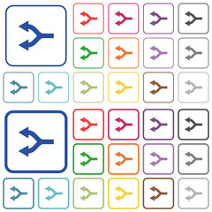 Split arrows left outlined flat color icons