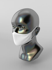 Face mask om head 3d rendering