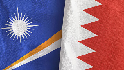 Bahrain and Marshall Islands two flags textile cloth 3D rendering