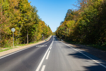 Asphalt road or highway with road markings