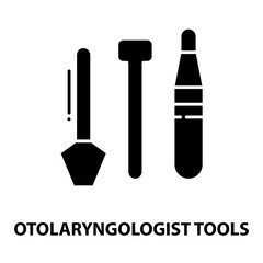 otolaryngologist tools icon, black vector sign with editable strokes, concept illustration