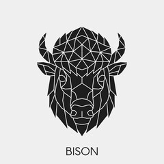 Geometric black head bison. Abstract polygonal animal. Vector illustration.	
