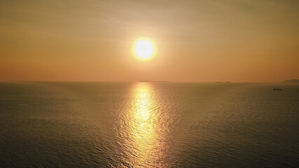 Beautiful aerial sea view during sunset 