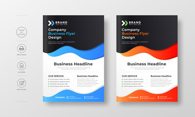 Modern color gradient A4 Professional Company Business Flyer Poster Design Template 