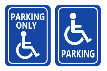 Disabled parking sign blue color icons.