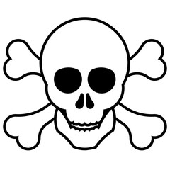 Human skull and bones hazard symbol. Pirate flag sign.