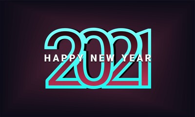 Happy new year 2021 design. New year  holiday celebration. Elegant design of purple and blue light colored 2021 numbers. Illustration vector
