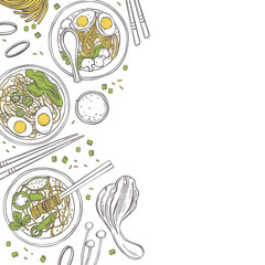 Ramen set.  Vector illustration.