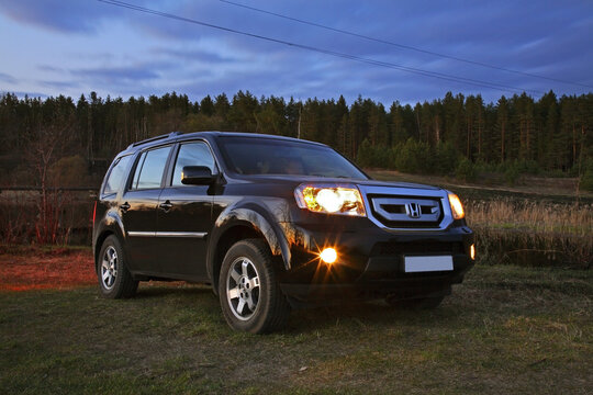 Car in forest near Toropets. Tver Oblast. Russia