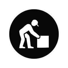 Circle online delivery people solid vector icon