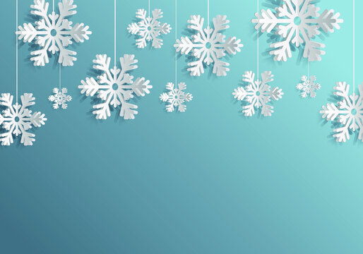 3D High Quality Origami Merry Christmas and Happy New Year Background with Falling Snow . Isolated Vector Elements