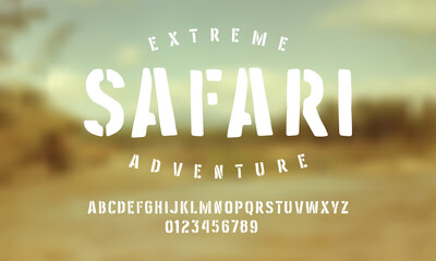 Stencil-plate sans serif font in the style of handmade graphic © neuevector