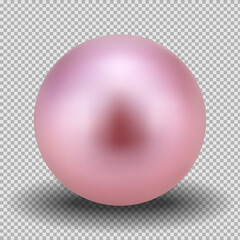Realistic pink pearl. 3D ball on a transparent background. Isolated vector object.