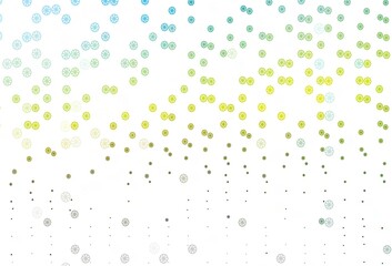 Light Green, Yellow vector background with xmas snowflakes.