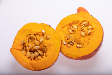 Yellow pumpkin vegetable isolated on white background