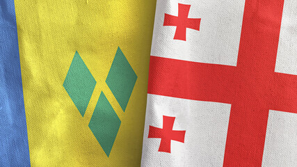 Georgia and Saint Vincent and the Grenadines two flags textile 3D rendering