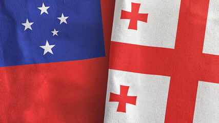 Georgia and Samoa two flags textile cloth 3D rendering