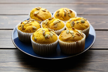 Muffins with pumpkin seeds