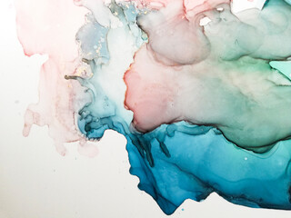 Smoke Template.  Hand-painted Cyan Background.