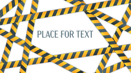 The stripe is yellow and black. Fence tape frame, warnings, danger. Vector illustration with space for text.