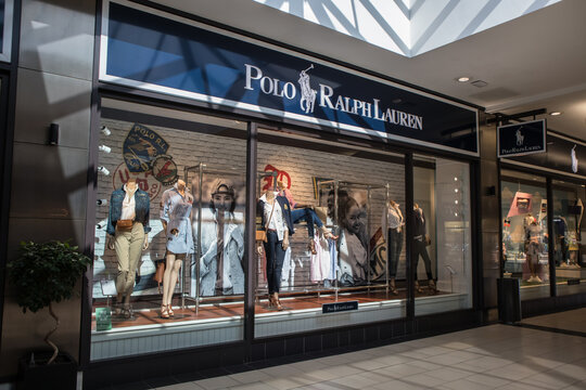 Exterior of Polo Ralph Lauren fashion clothing store shop showing company  logo, sign, signage and branding. Inside shopping centre mall Stock Photo |  Adobe Stock