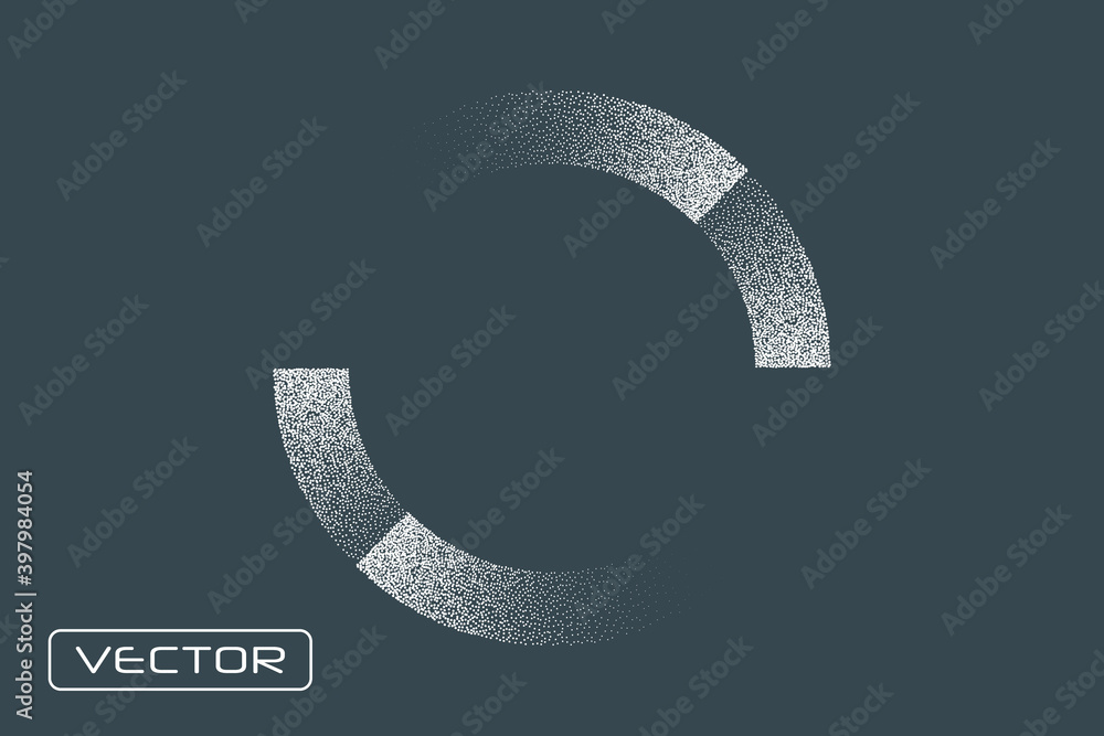 Poster loading. circular, round icon element. noise. gradient. stipple. vector overlay object, template.