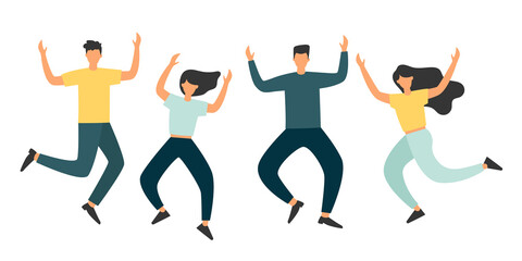 Youth day with jumping people, happy feeling people. Vector Illustration