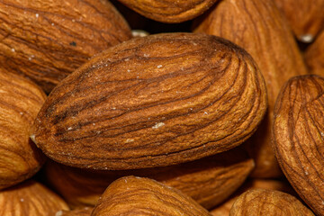 almond nuts in detail, backdrop