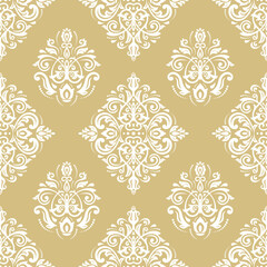 Orient vector classic golden and white pattern. Seamless abstract background with vintage elements. Orient background. Ornament for wallpaper and packaging