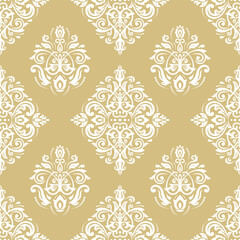 Orient vector classic golden and white pattern. Seamless abstract background with vintage elements. Orient background. Ornament for wallpaper and packaging