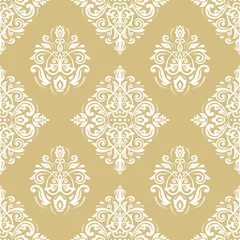 Poster Orient vector classic golden and white pattern. Seamless abstract background with vintage elements. Orient background. Ornament for wallpaper and packaging © Fine Art Studio