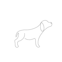 Dog puppy beagle on white background silhouette, vector illustration