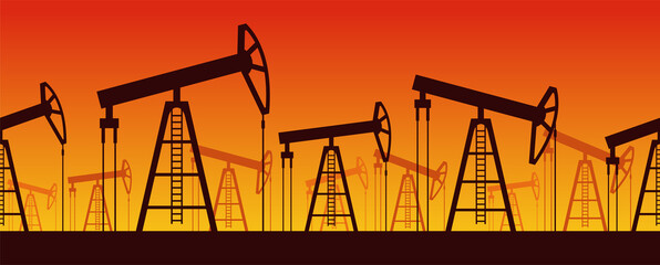 Oil production rigs seamless pattern