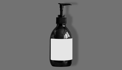 hand sanitizer bottle on Grey textured background.
