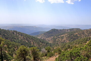 Fototapeta premium Troodos mountains in Cyprus, close to Mount Olympus, popular for area for tourists, hikes, and quads