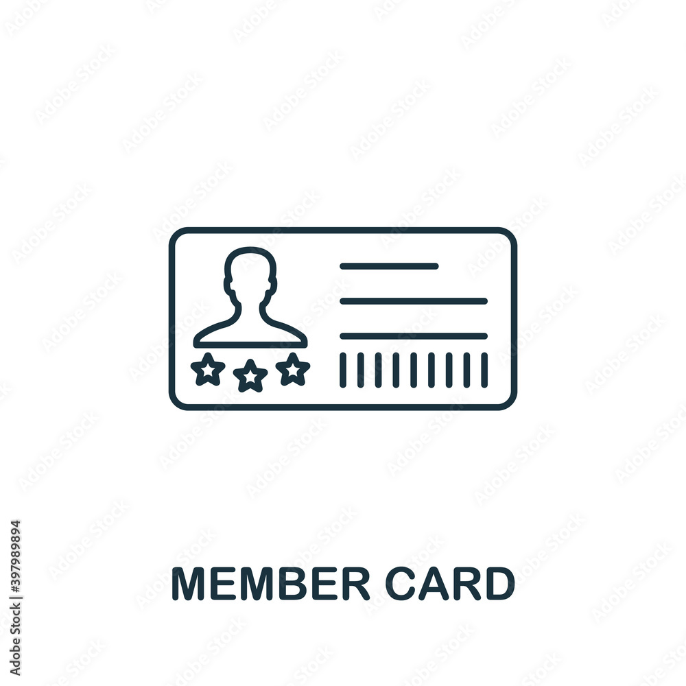 Aufkleber member card icon. line style element from loyalty program collection. thin member card icon for temp