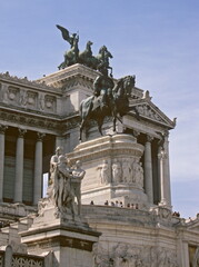 Fototapeta na wymiar View of Victor Emmanuel II Monument under blue sky at Piazza Venezia, Rome, Italy.